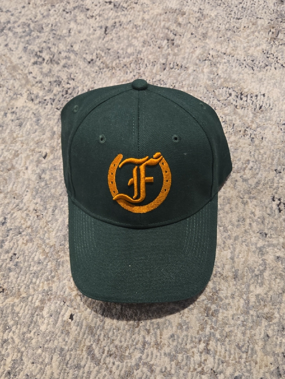 Dark Green Baseball Cap with Gold Embroidered F Logo For Freedmans